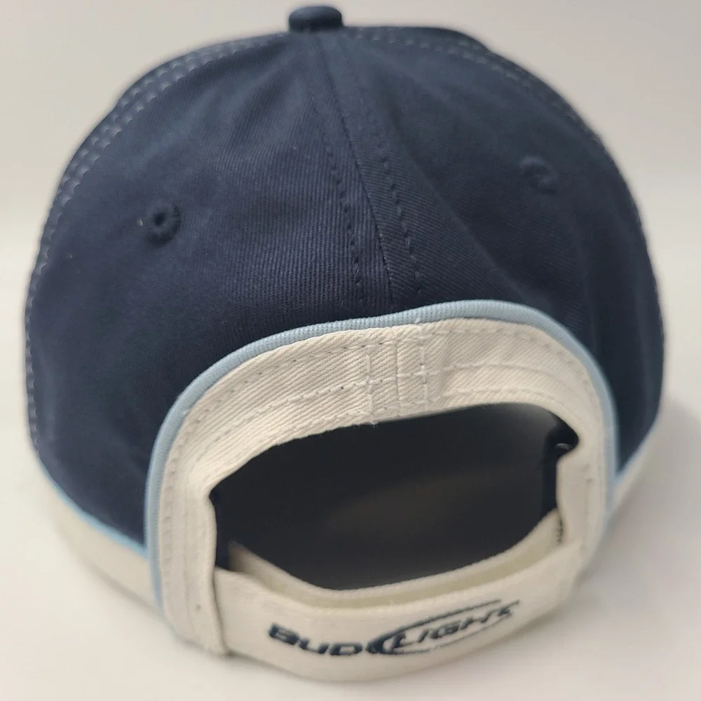 Vintage Bud‎ Bowl Hat Adjustable Bud Light Blue White Football 2007 Super Bowl